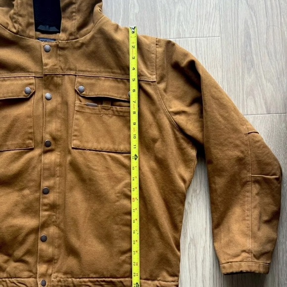 Smiths Workwear Men's Size L Canvas Duck Sherpa Jacket Brown Hooded Lined - Picture 14 of 16